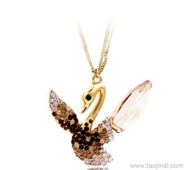 精品水晶香檳色滿鉆小天鵝毛衣鏈 價格、廠家、圖片與工藝禮品解析